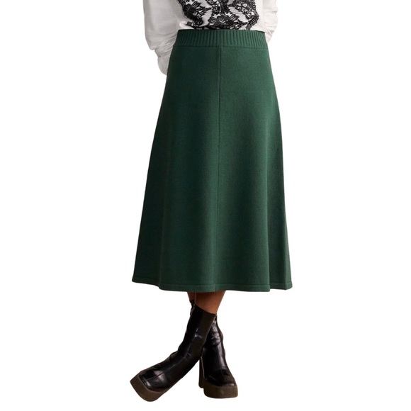 CAbi Dresses & Skirts - CAbi A Line Duo Knit Sweater Skirt MIDI sz L Dark Hunter Green